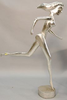 Suzanne Pascal (b.1914) life size female runner, cut sheet metal sculpture, signed Pascal on her right leg, 63" h.  [Property from the Collection of G