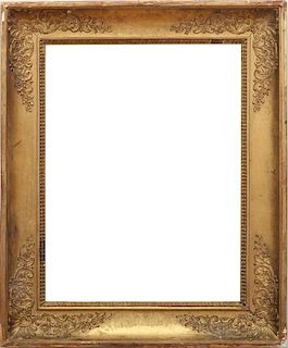 LATE EMPIRE GILTWOOD AND GESSO PICTURE FRAME