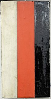 Sean Scherer (b.1968), "Stripe", 1991, oil and wax on canvas, signed and dated verso, 16 1/4" x 8 1/4".