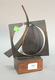 Homer Gunn (1919 - 2001), abstract bronze sculpture, signed bottom back of bronze Homer Gunn, 10" h.