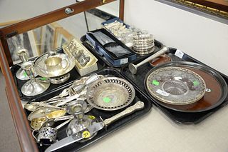 Sterling silver lot to include compote, flatware, salts, candlesticks, plus weighted overlay, t.oz. 49.6.