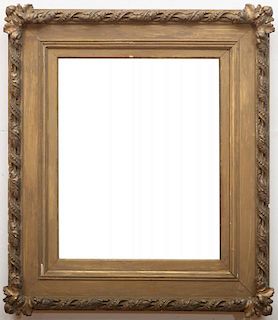 FRENCH PAINTED AND CARVED WOOD PICTURE FRAME