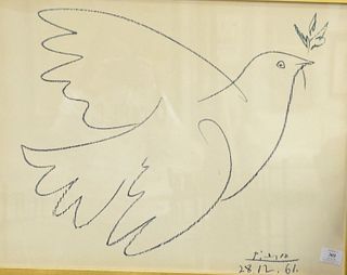 After Pablo Picasso (Spanish, 1881 - 1973), "Dove of Peace", 1961, color offset lithograph on paper, signed in plate, not signed in pencil, in contemp