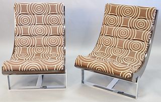 Institutional modern lounge chair, brown upholstery, 35 1/2" h.