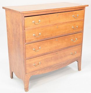 Federal cherry three drawer chest with double top drawer, c. 1800, 44" h. x 45" w.