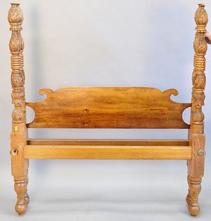 Federal carved four post bed, 61" h. x 53" w., with rails.