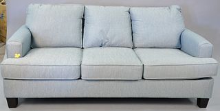 Custom blue sleeper sofa, 82" l.