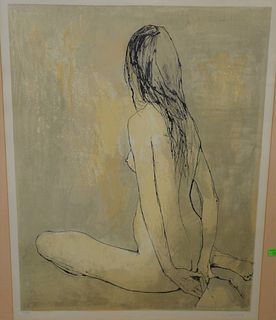 Jean Jansem (French-Armenian 1920-2013), color lithograph, seated nude, pencil signed lower right "Jansem" and numbered lower left 22/120, sight size: