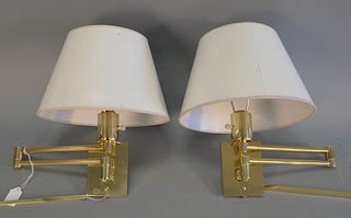 Pair of Hansen brass articulating wall mount lamps with all parts, marked Hansen Lamps New York.