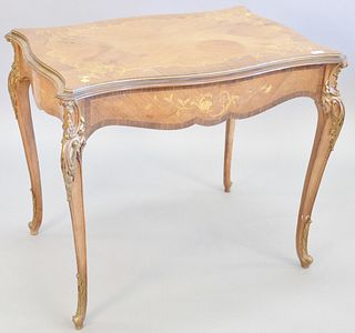 Louis XV style center table with marquetry inlay, ht. 30", top 25" x 35", Provenance: The Estate of Ed Brenner, Short Hills N.J.