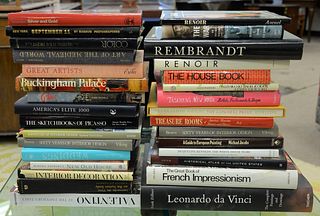 Lot of thirty-one books on art and interior design, including: "Taschen's New York"; "Leonardo la Vinci, The Complete Paintings and Drawings", etc.