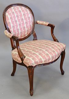 Custom upholstered Louis XV style armchair, 35 1/2".