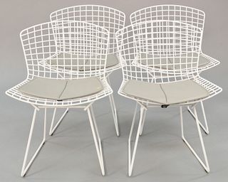 Set of four Bertoia for Knoll chairs with removable gray leather seats, seat: 17" h. Provenance: The Estate of Andrew Wolf, New Haven, CT, Arts Chief.