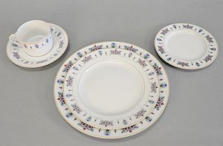 Christofle Ciselio, sixty-eight piece partial service dinnerware set marked Christofle Paris Ciselio, includes plates, cups, saucers, teapot, etc. 