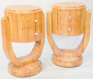 Pair of Art Deco style night stands, ht. 30 1/2", dia. 15 1/2".