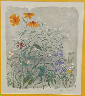 Ben Shahn (Lithuanian/American, 1898-1969), flowers, lithograph, signed in image lower right, portfolio information attached to verso, inscribed "and 