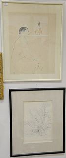 Ten piece lot: Four Toulouse Lautrec lithographs, including: clown and lady on horse, man dancing, two figures, and seated woman, sight size: 14 3/4" 