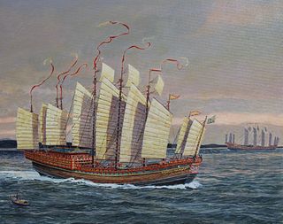 Brian Sanders (B. 1937) "Ming Treasure Ship"
