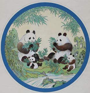 Sun Chuanzhe (Chinese, B. 1915) "Mother Pandas"