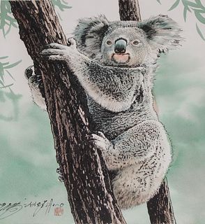 Xu Yanbo (Chinese, B. 1943) "Koala Climbing Tree"