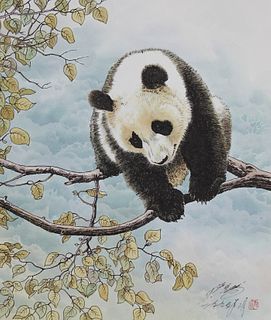Xu Yanbo (B. 1943) "Panda Clinging to Branch"