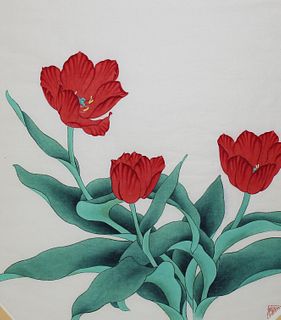 Da Mei & Wen Lin (20th C.) "Red Tulip"