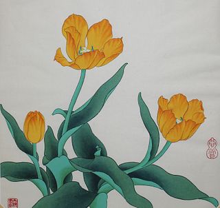 Da Mei & Wen Lin (20th C.) "Yellow Tulip"