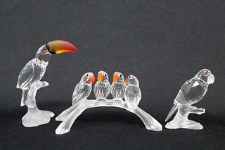 (3) Swarovski Crystal Bird Figures, Original Cases