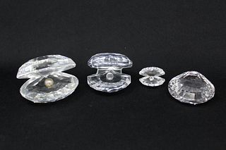 (4) Swarovski Crystal Oyster Figures