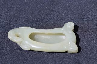 Carved Jade Chinese Figural Brush Washer