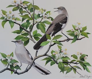 Arthur Singer (1917-1990) "Mockingbird & Blossom"