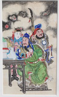 Large Chinese Watercolor "The Warriors"
