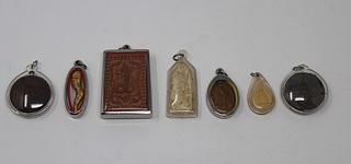 (7) Carved Nepalese Pendants