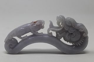 Carved Chinese Lavender Dragon Stone