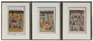(3) Framed Antique Persian Manuscripts
