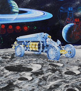Chris Calle (B. 1961) "Spacemobile on the Moon"