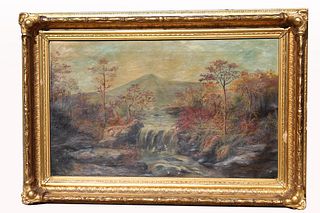 Large 19th C. River Landscape Painting