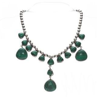 MEXICAN 950 SILVER AND MALACHITE NECKLACE