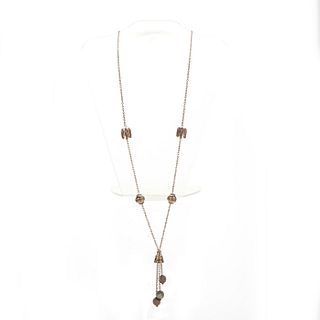 STERLING SILVER CHAIN NECKLACE W. GEOMETRIC ORNAMENTS
