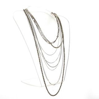 8 ITALIAN STERLING SILVER CHAIN NECKLACES