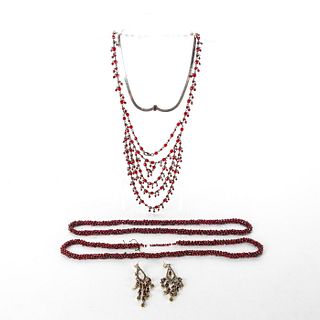 GARNET AND STERLING SILVER JEWELRY