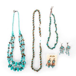 HAND CRAFTED TURQUOISE AND TIGER EYE JEWELRY SET