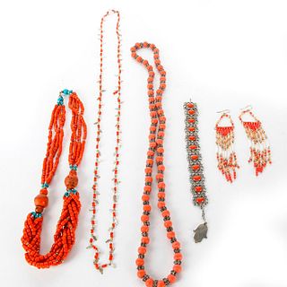 MIDDLE EASTERN CORAL JEWELRY SET