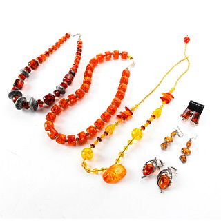 NATURAL AMBER NECKLACES WITH MATCHING EARRINGS