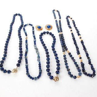 5 NECKLACE LAPIS STONED JEWELRY SET WITH EARRINGS