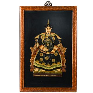 CHINESE SOAP STONE EMPEROR WALL ART PLAQUE