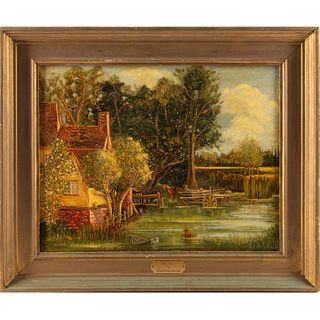 ANTIQUE PAINTING, THE MILL AT HEREFORDSHIRE
