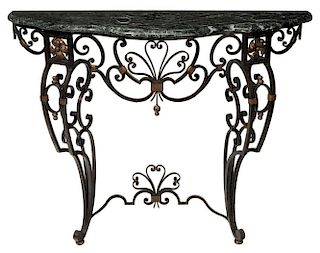 Art Deco Wrought Iron Marble-Top