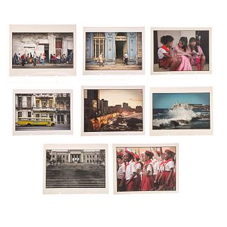 8 ALAIN BOURGEOIS COLORED PHOTOGRAPHS, CUBAN INTEREST