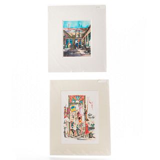 TWO PRINTS BY AGUSTIN GAINZA, PORTRAYING LIFE IN CUBA